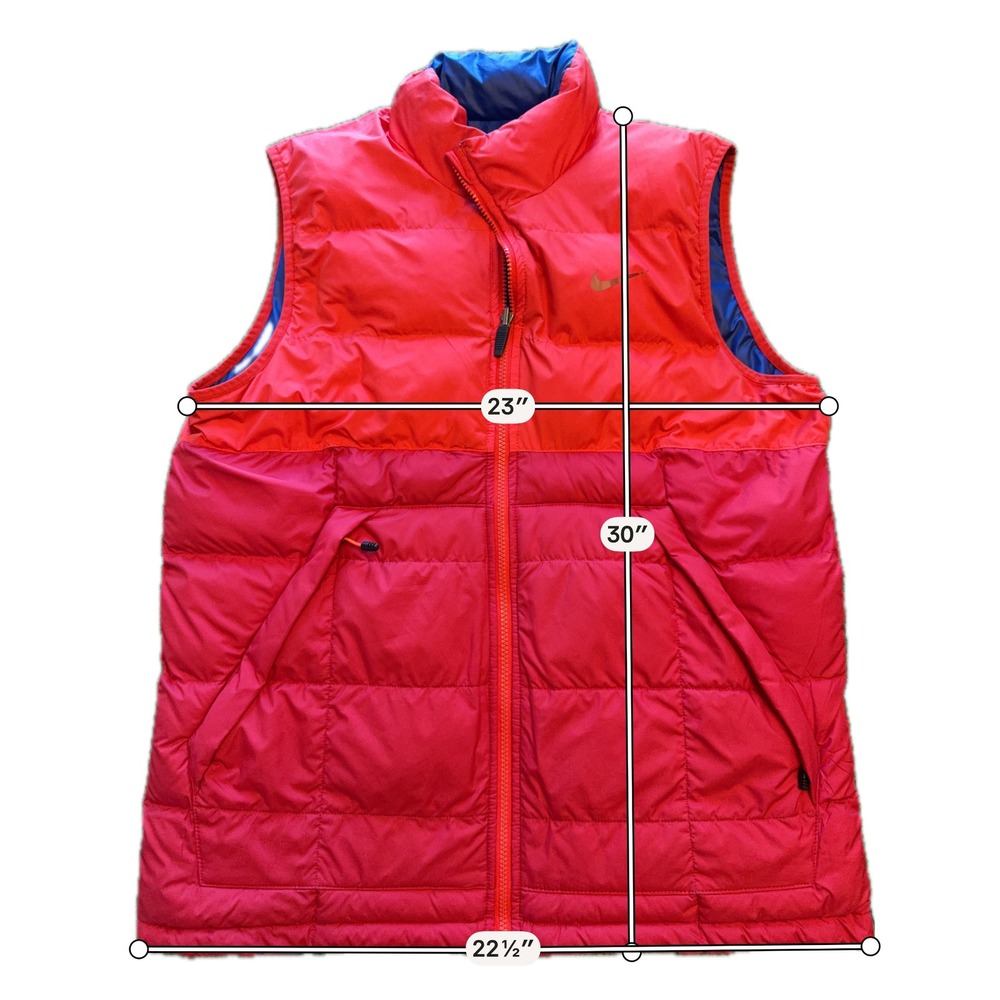 Nike Reversible Puffer Vest Mens M Red Blue Excellent Quilted Full Zip Swoosh - Picture 2 of 11